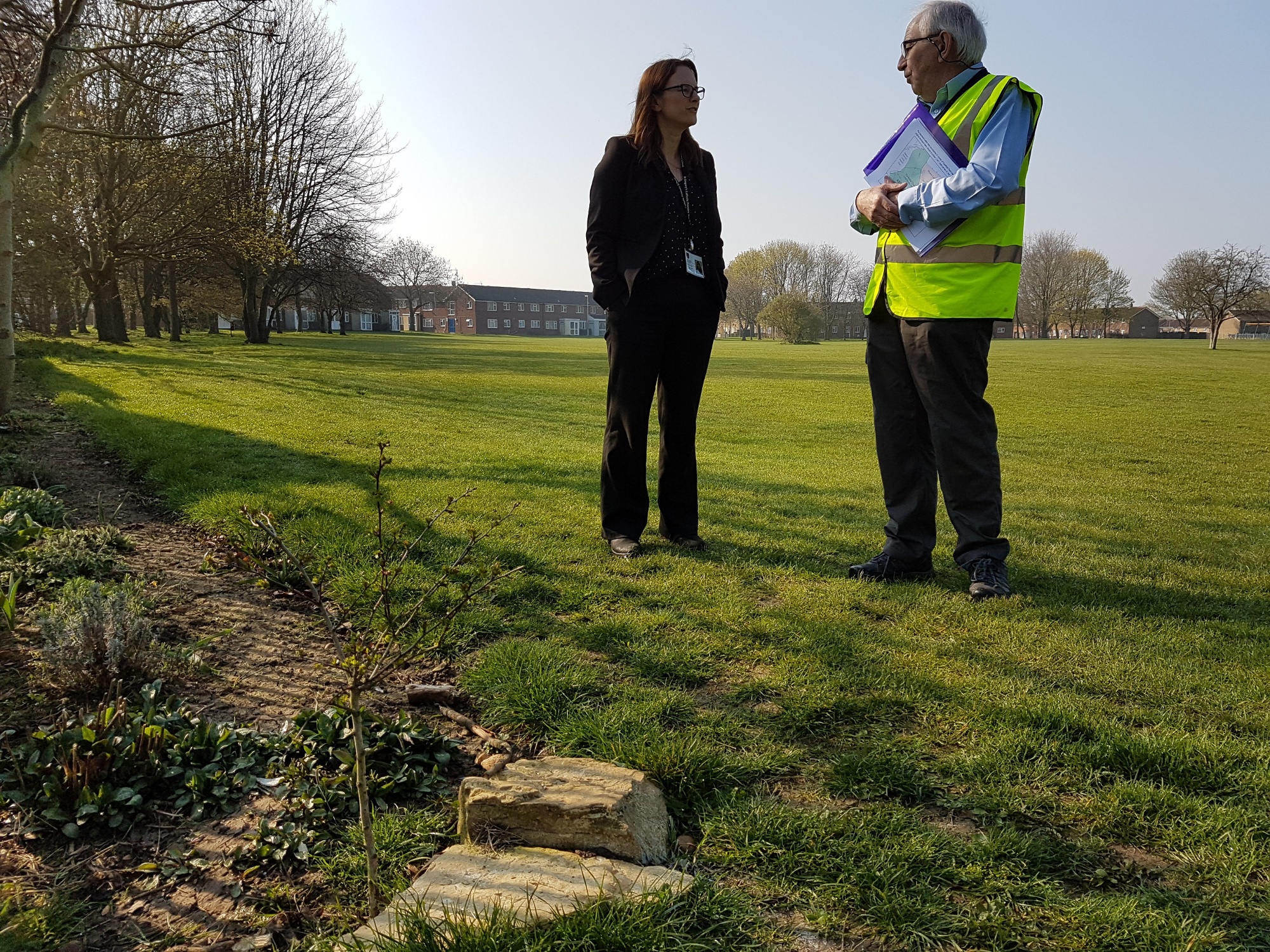 Headteacher Niamh Rolph and Vic Smith from Friends of Eastfield Park